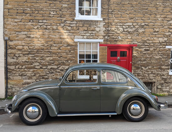electric VW beetle, classic, Cotswolds