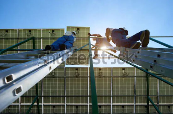 bad stock images, solar, ladders not scaffold
