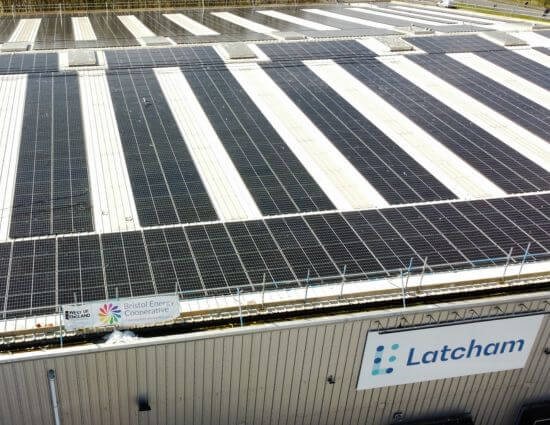 Roof with solar panels on