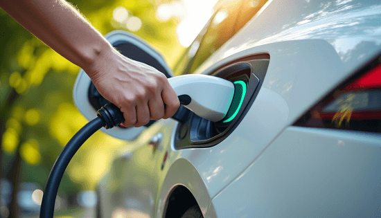 Hand holding an ev charging cable